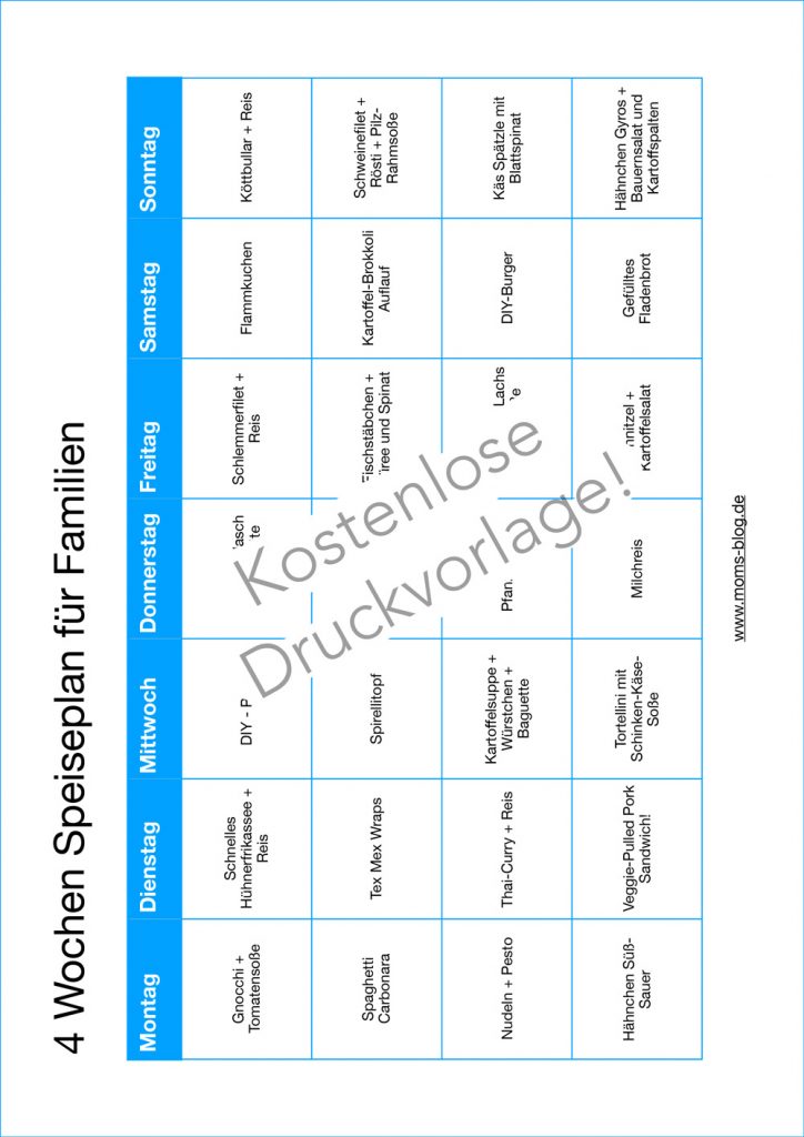 speiseplan _vordruck