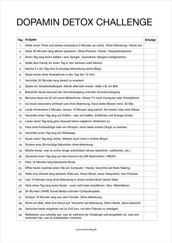 Dopamin Detox Challenge kostenlos